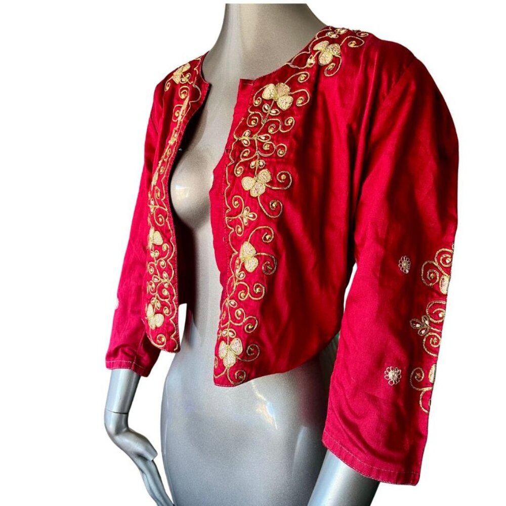 Vintage Matador Inspired Top with sequins, gold embroidery and pearl beading